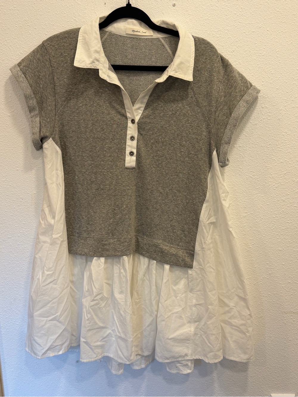 Mustard Seed Grey and White Polo Dress
